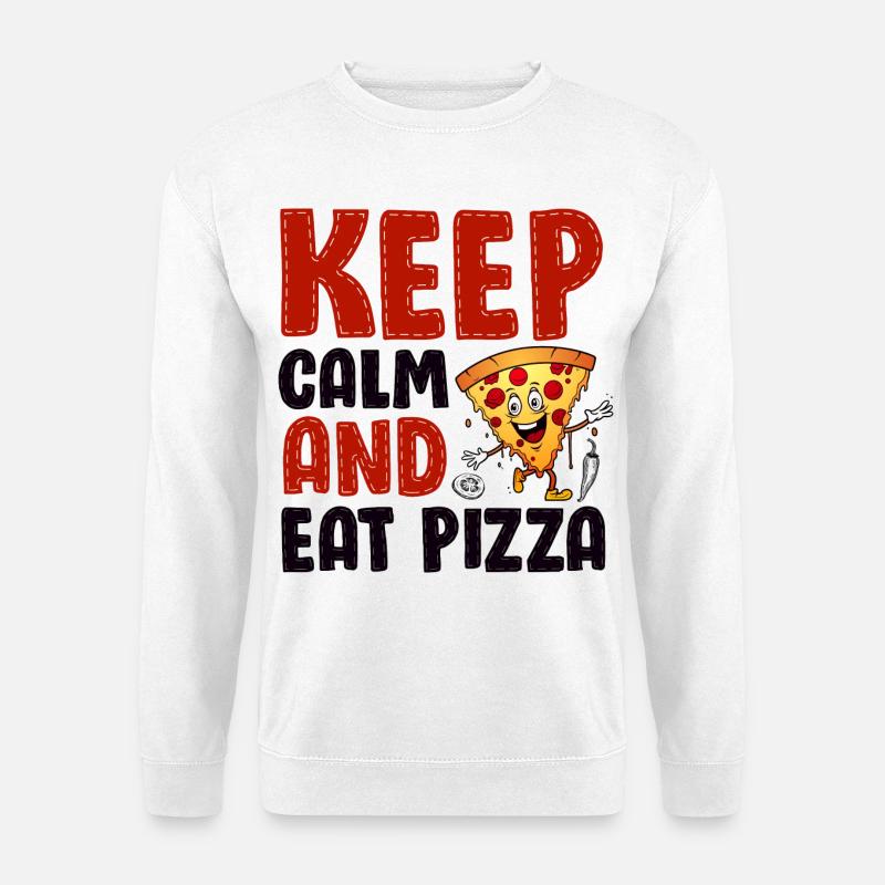 Verspielte Pizza Küche Illustration - Unisex Pullover - Weiß