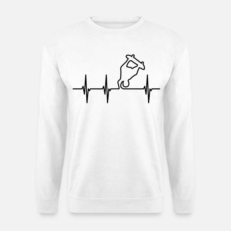 Skateboarder EKG Herzlinie - Unisex Pullover - Weiß
