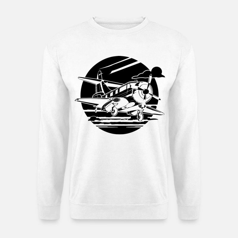 Propellerflugzeug Zeichnung - Unisex Pullover - Weiß