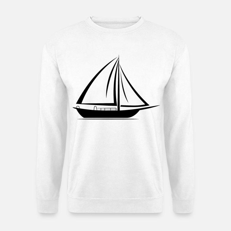 Segelboot Zeichnung - Unisex Pullover - Weiß