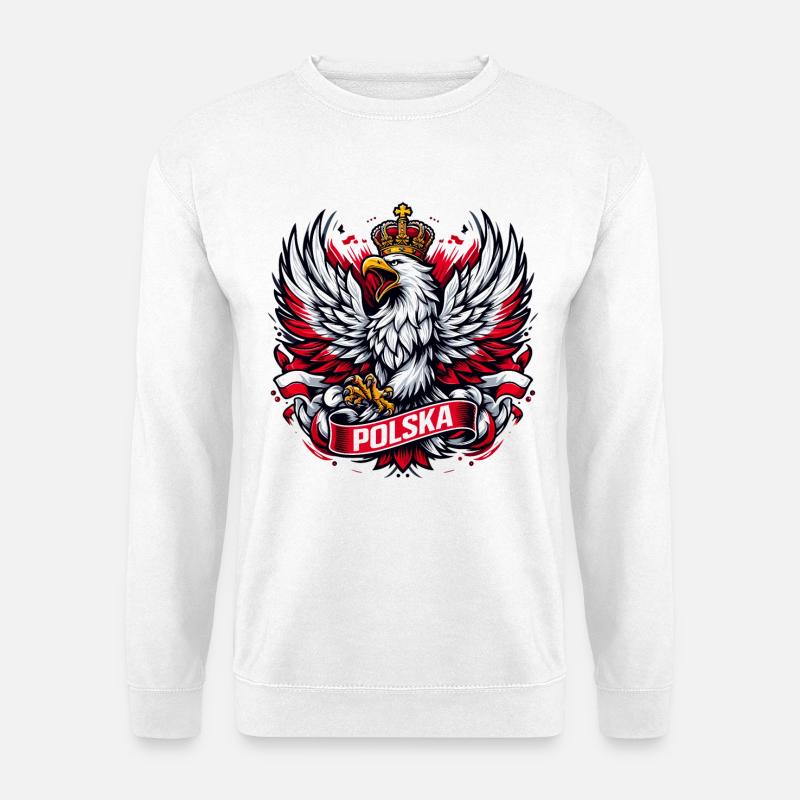 Polen Polska Adler Emblem Flagge Fahne Geschenk - Unisex Pullover - Weiß