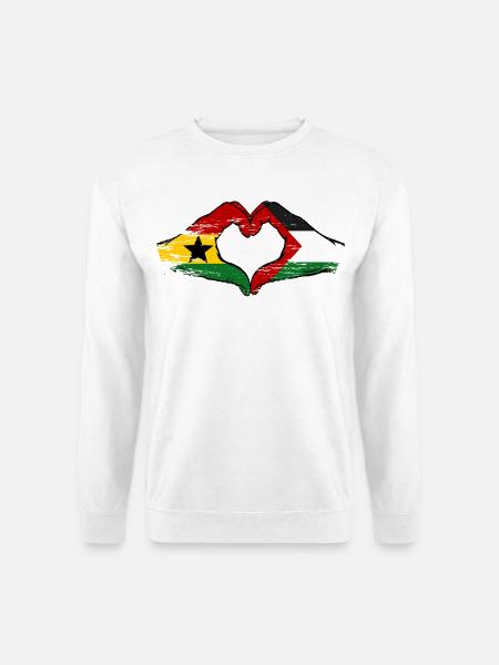 Ghana Palestine Flag Hands Heart Shape Used - Unisex Sweatshirt - white