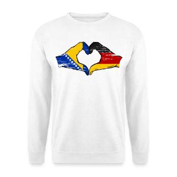 Bosnien Deutschland Flagge Hände Herzform used - Unisex Pullover - Weiß - Vorne