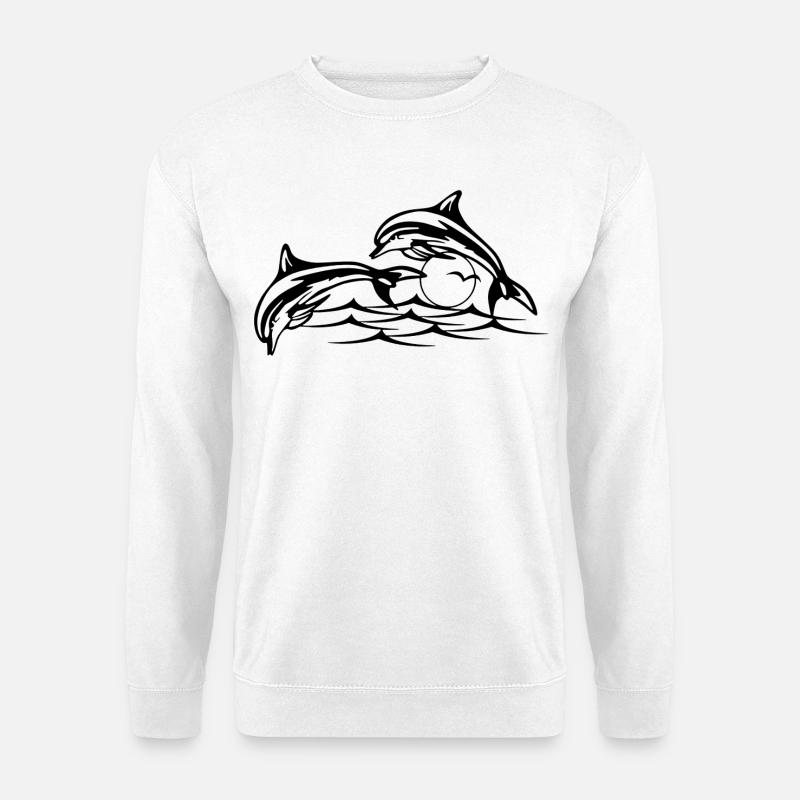 Schwarze Delfine - Unisex Pullover - Weiß