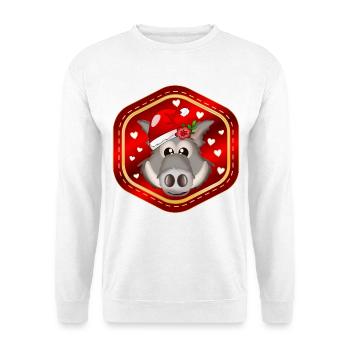 WEIHNACHTSGESCHENKE WILDSCHWEINE - Unisex Pullover - Weiß - Vorne - Alina (178cm) & Michal (187cm)