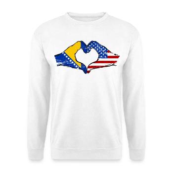 Bosnien USA Flagge Hände Herzform used - Unisex Pullover - Weiß - Vorne