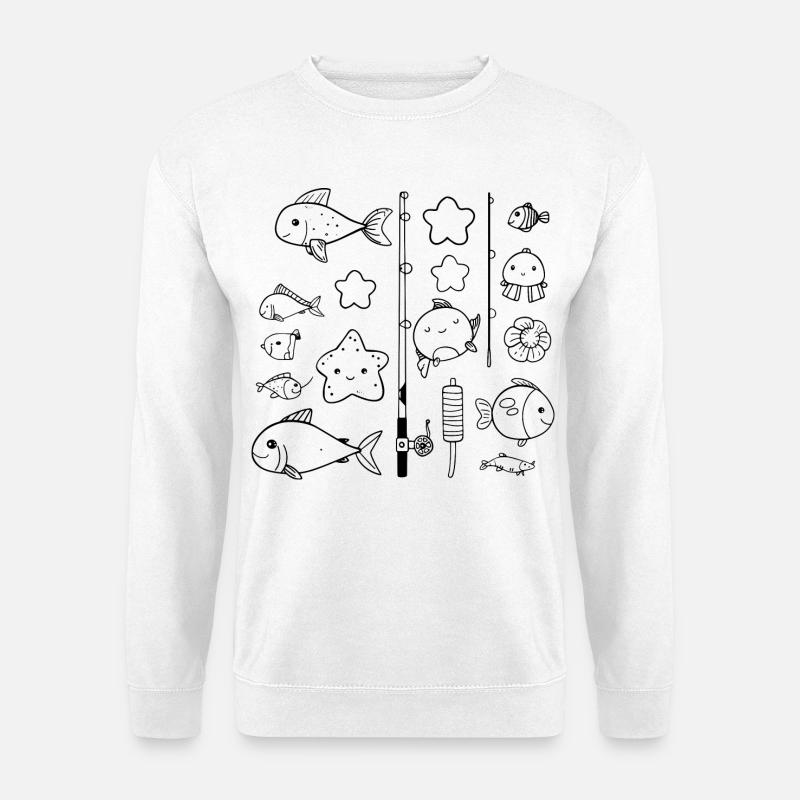 Fischen Comic Stil - Unisex Pullover - Weiß