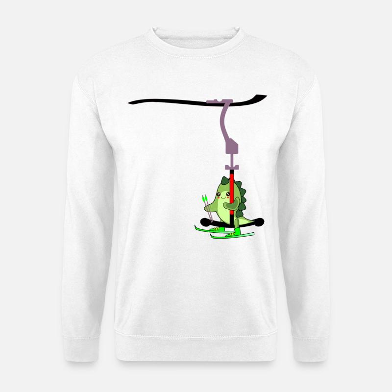 SKILIFT KINDER SKIFAHREN DINOSAURIER - Unisex Pullover - Weiß