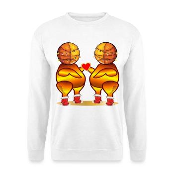 Weihnachten Basketball Brathähnchen Grillen - Unisex Pullover - Weiß - Vorne - Alina (178cm) & Michal (187cm)