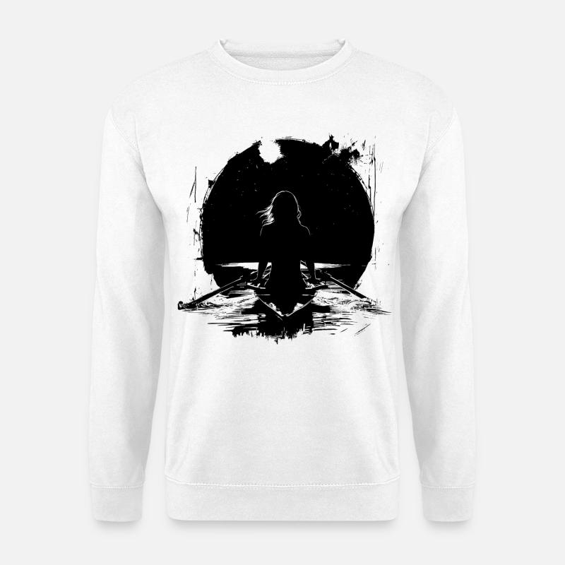 Weiblicher Ruderer Zeichnung - Unisex Pullover - Weiß