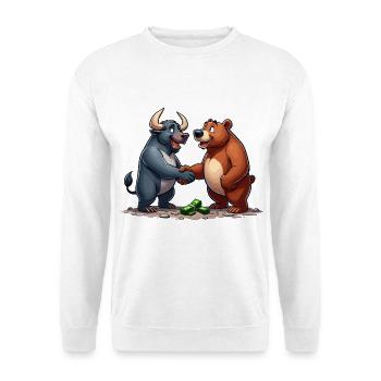 Stock Market Taurus Bear Handshake Profit Gift - Unisex Sweatshirt - white - Front