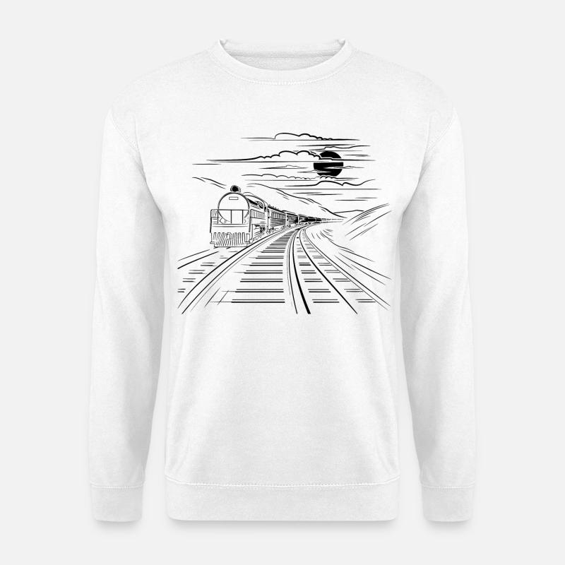 Eisenbahn Zeichnung - Unisex Pullover - Weiß