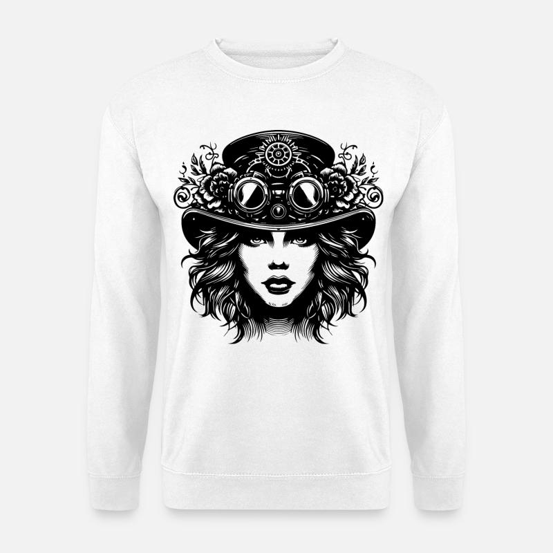Maske mit Goggles und Krone - Unisex Pullover - Weiß