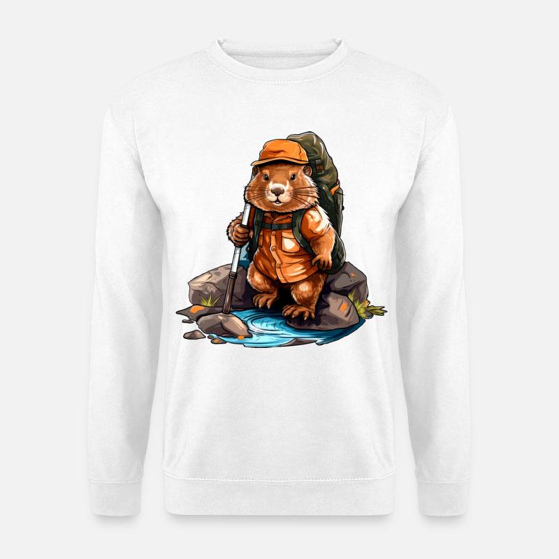Biber Wandern / Bergsteiger Biber - Unisex Pullover - Weiß
