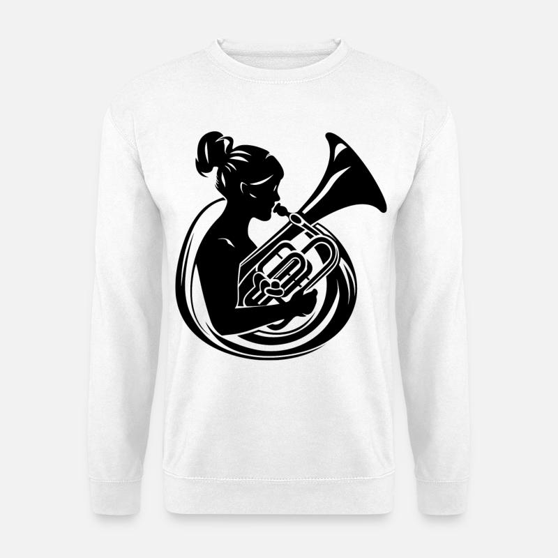 Tuba Mädchen Zeichnung - Unisex Pullover - Weiß