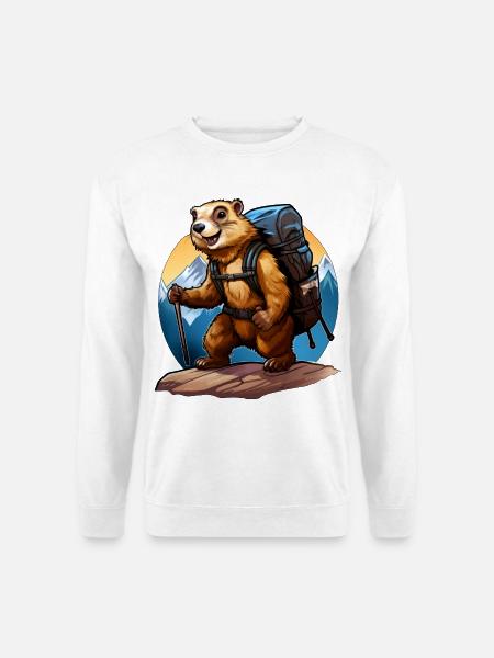Murmeltier Bergsteiger / Wandern Murmeltiere - Unisex Pullover - Weiß