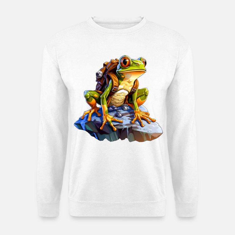 Frosch Bergsteiger / Wandern Frösche - Unisex Pullover - Weiß