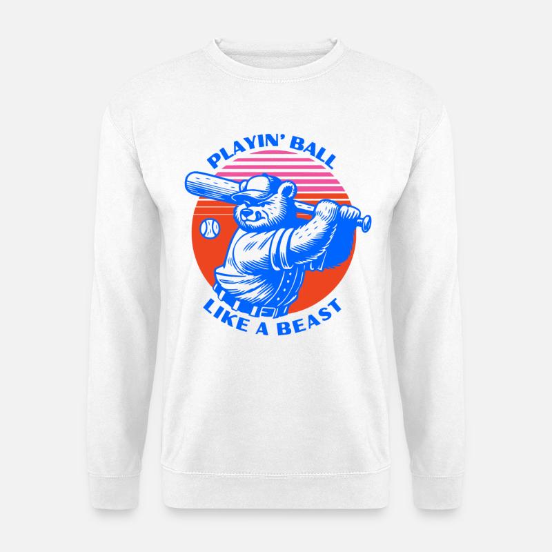 Baseball-Bär im Retro-Stil - Unisex Pullover - Weiß