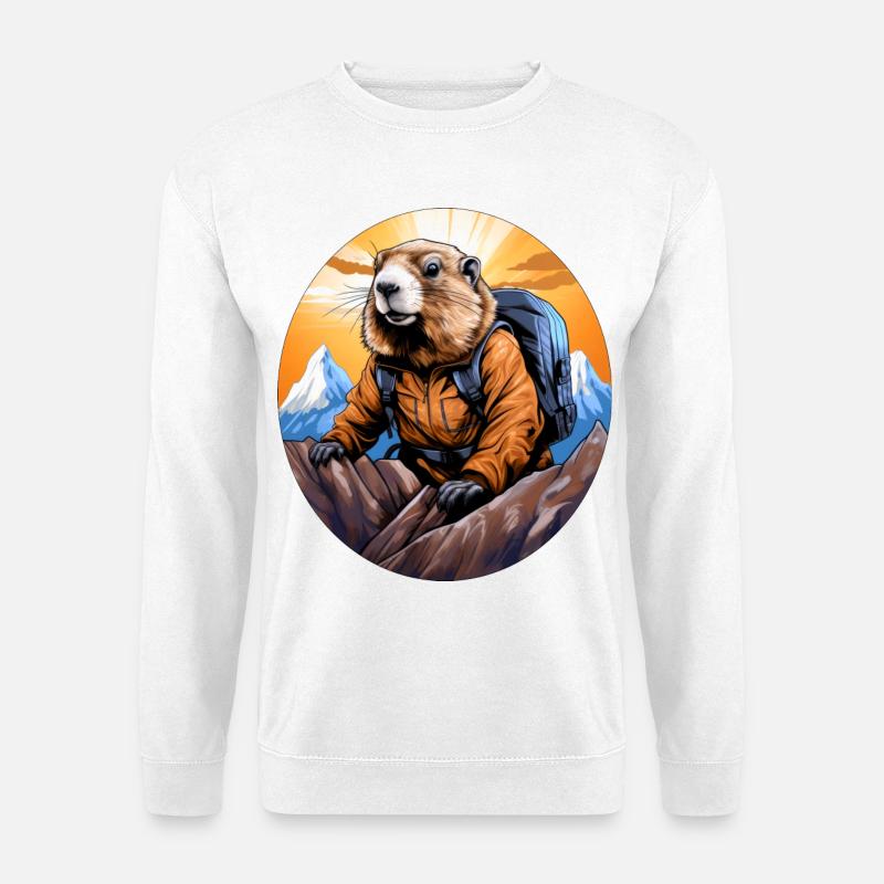 Murmeltier Bergsteiger / Wandern Murmeltiere - Unisex Pullover - Weiß