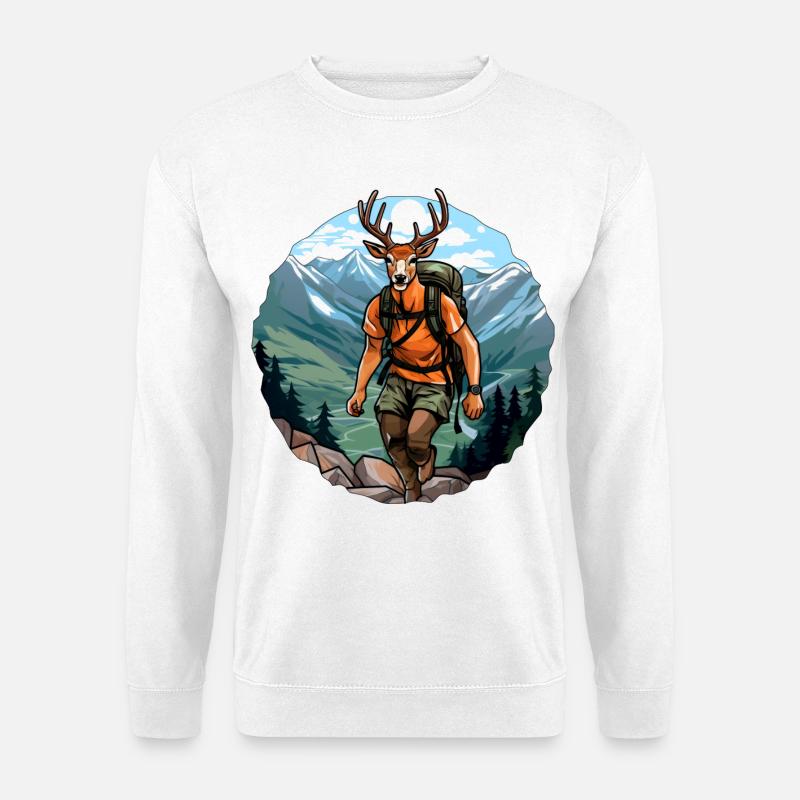 Hirsche Wandern / Bergsteiger Hirsch - Unisex Pullover - Weiß