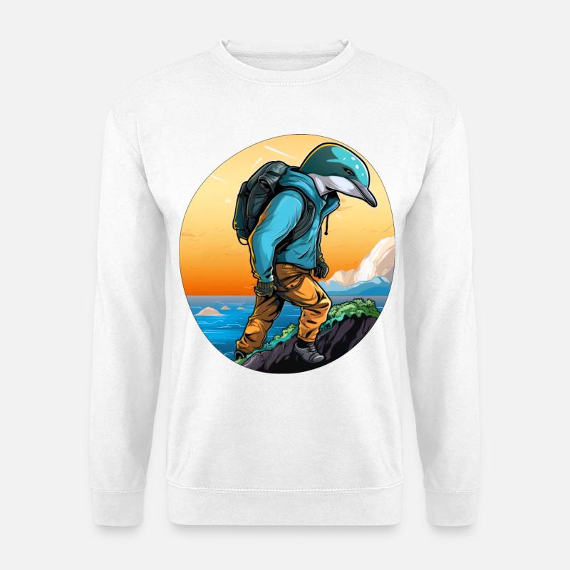 Delfine Wandern / Bergsteiger Delfin - Unisex Pullover - Weiß