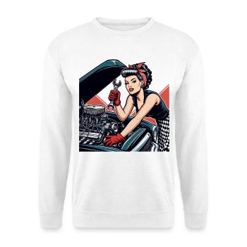 Rockabilly Workshop Car Repair Retro Gift - Unisex Sweatshirt - white - Front