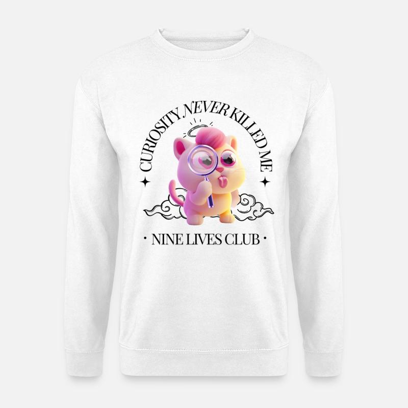 Neugierige Katze – Lustige Cartoon-Illustration - Unisex Pullover - Weiß