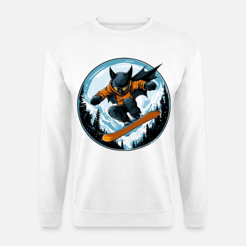 Fledermaus Snowboarder - Unisex Pullover - Weiß
