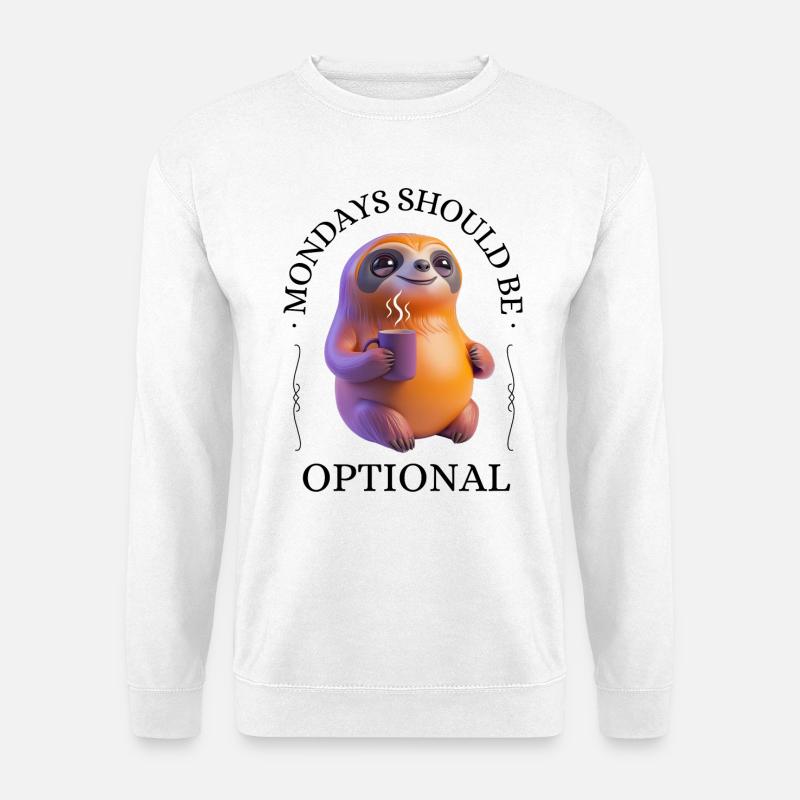Kaffeetrinkendes Faultier – Entspannt & Genüsslich - Unisex Pullover - Weiß