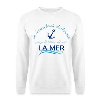 Pas besoin de thérapie voir la mer - Ancre - Océan - Sweat-shirt Unisexe - blanc - Devant