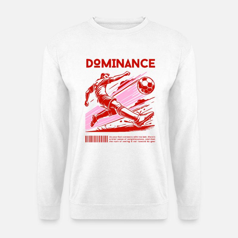 Dynamischer Fußballschuss – Dominanz auf Spielfeld - Unisex Pullover - Weiß