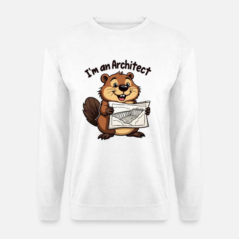 Biber Architekt – Damm Baumeister - Unisex Pullover - Weiß