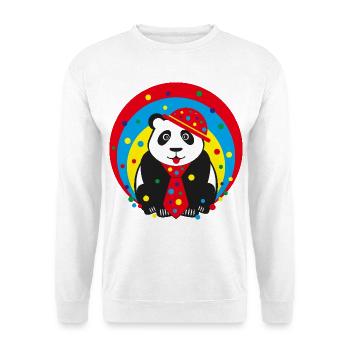 Fasching Panda mit Hut und Krawatte. - Unisex Pullover - Weiß - Vorne