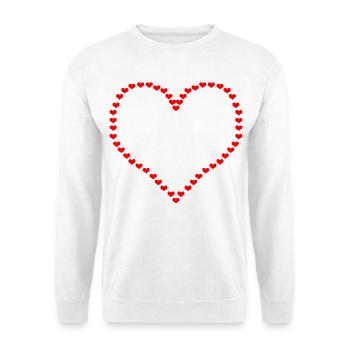 10000 kleine Herzen - großes Herz - ich liebe dich - Unisex Pullover - Weiß - Vorne - Alina (178cm) & Michal (187cm)