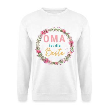 Oma ist die Beste! Wildblumen, personalisierbar - Unisex Pullover - Weiß - Vorne