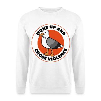 Gangster-Möwe – Street Art Vibes - Unisex Pullover - Weiß - Vorne