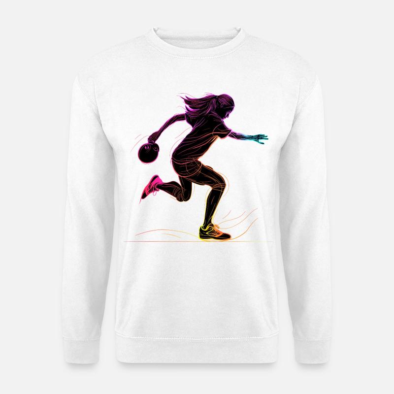 Bowling Frau Retrowave - Unisex Pullover - Weiß