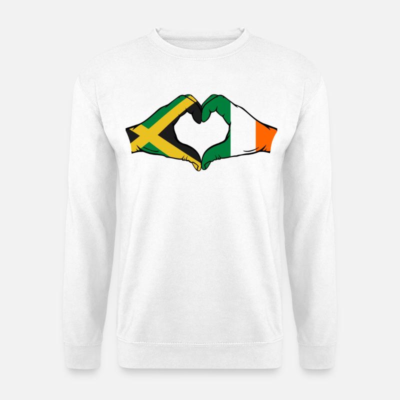 Jamaika Irland Hände Herzform - Unisex Pullover - Weiß