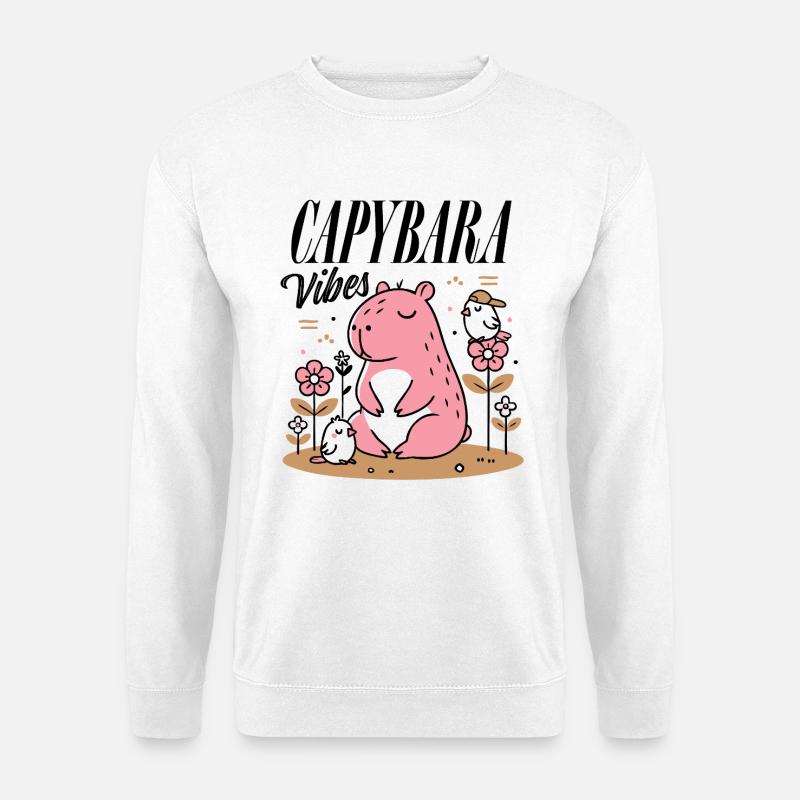 Entspanntes Capybara mit Freunden - Unisex Pullover - Weiß