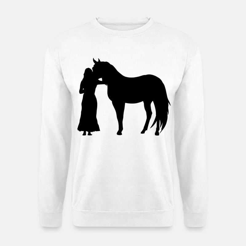 Frau mit Pferd - Unisex Pullover - Weiß