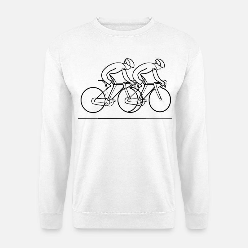 Fahrradfahrer Strichzeichnung - Unisex Pullover - Weiß