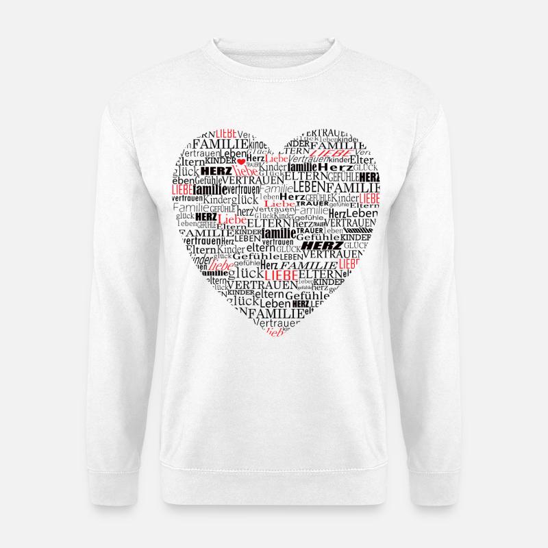 Herz Typografie Liebe Familie - Unisex Pullover - Weiß