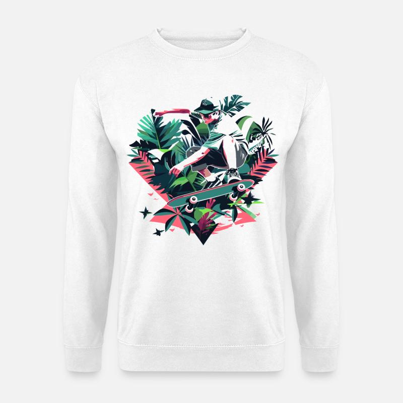Skateboarder Grafik - Unisex Pullover - Weiß