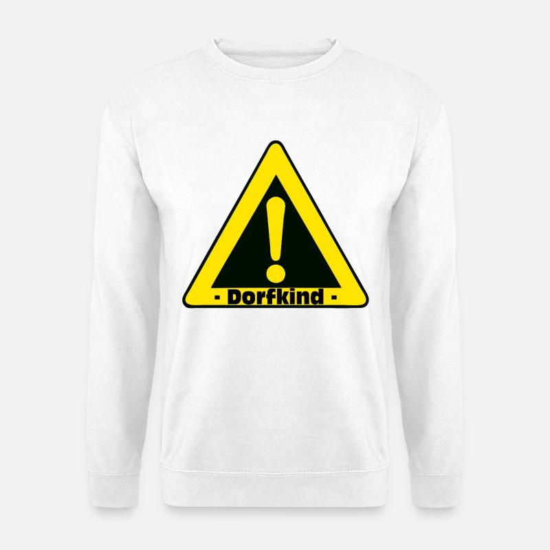Dorfkind Warnzeichen Motiv - Unisex Pullover - Weiß