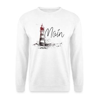 Moin Leuchtturm Nordsee Hamburg Küste Plattdeutsch - Unisex Pullover - Weiß - Vorne