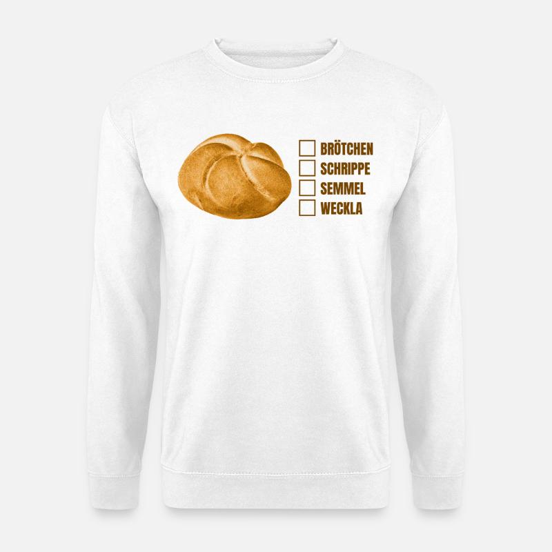 Brötchen oder Semmel? – Lustiges Dialekt-Design - Unisex Pullover - Weiß