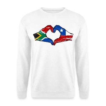 Südafrika Chile Flagge Hände Herzform used - Unisex Pullover - Weiß - Vorne