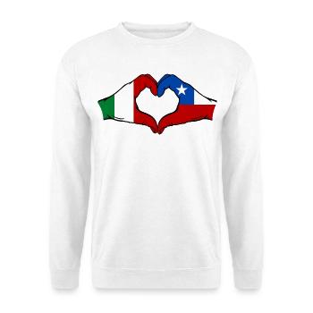 Italien Chile Flagge Hände Herzform - Unisex Pullover - Weiß - Vorne