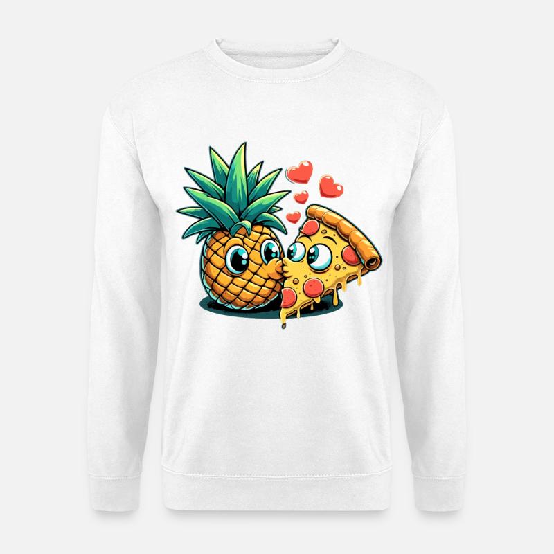 Pizza Hawaii Kuss Liebe Beziehung witzig Geschenk - Unisex Pullover - Weiß