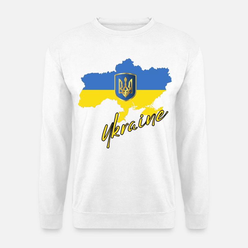 Ukrainischer Stolz, Ukrainische Flagge - Unisex Pullover - Weiß